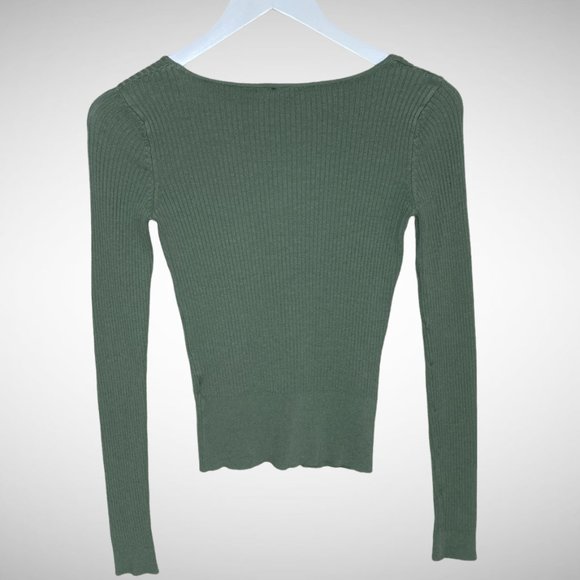 H&M Divided Knit Zip Up Khaki Top - Picture 2 of 5